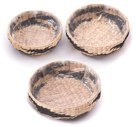 CREEDWOOD KÖRBE Set Taja | 40cm, 3-teilig, Natur schwarz | Obstkorb, Aufbewahrungskörbe, Badezimmer Deko Körbe, Pflanzkorb, geflochtenes Korb Set