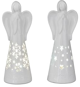 formano Engel Weihnachtsschmuck Figur Porzellan-Weihnachtsengel mit LED-Beleuchtung, 21 cm, Lieferumfang 1 Stück