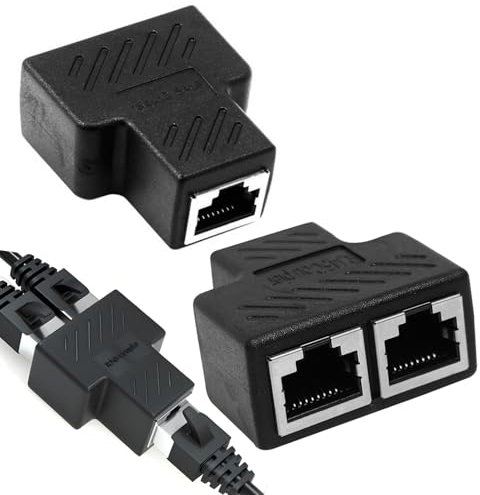 Sdoppiatore Ethernet da 1 a 2 Porte, RJ45 LAN Connettori, 2 Pezzi Cavo Ethernet RJ45 Divisore, Simultaneo a Internet a 2 Porte,1 Femmina a 2 Femmina Adattatore per Ethernet Cat5/Cat5e/CAT6/Cat7