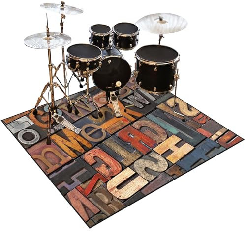 Schlagzeugteppich Rutschfest Schalldicht Drum Teppich Matte Innen und Außen, Elektronisches Jazz Schlagzeug Kit für Bass Snare Drum, 200 x 180 cm Schallschutz Akustik Teppich Schallschutzteppich