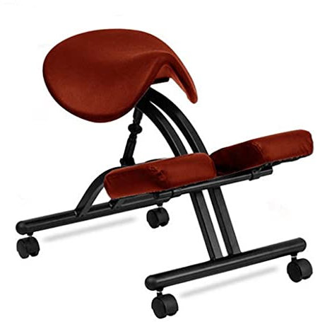 LULUMAIC Kniestuhl mit Sattelsitz und Rollen, Verstellbarer ergonomischer Stuhl, für Zuhause und Büro, abgewinkelter Sitz, Hocker zur Korrektur der Sitzhaltung (rot)