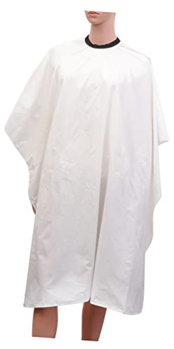 Cape de Coiffure Imperméable Professionnelle Adulte en Tissu Blanc | Salon de Barbier ou Coupe à Domicile, Confortable à Porter, Cheveux Non Collants