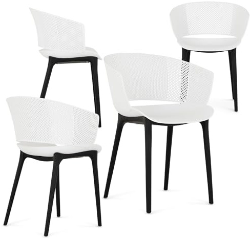 IDIMEX Gartenstuhl OLINDO 4er Set, weiß - In- & Outdoor Stühle aus Kunststoff, UV-Beständig und robust, Schalenstühle für Balkon, Terrasse oder Esszimmer