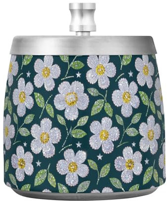Aschenbecher mit künstlichen Pailletten, Edelstahl, mit Deckel, für Zuhause, Büro, Tisch, Outdoor, niedlicher rutschfester dekorativer Aschenbecher für Zigaretten oder Hausgarten, Dekoration von