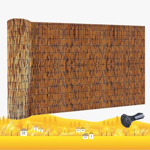 Natural Bambú Pantalla De JardíN Rollo De Valla De Caña Estera De Mimbre Privacidad Natural Mimbre Ocultacion Pantalla De Privacidad Valla De Bambú(1.22x21m/4x68.8ft)