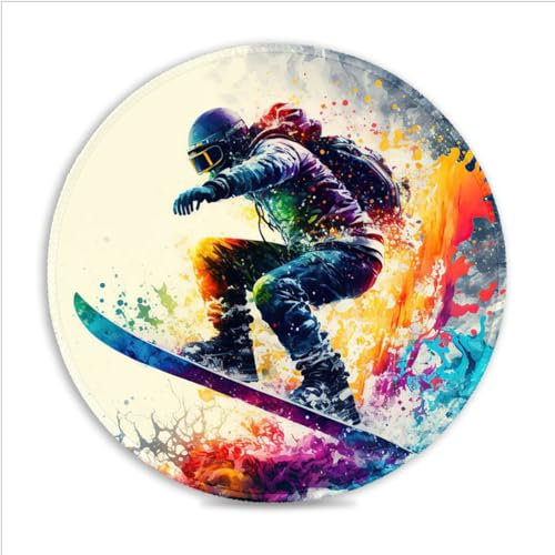 Tapis Souris Rond Snowboard (25 x 25) cm 9,84 Pouces Tapis Souris Tapis Souris antidérapant en Caoutchouc, Compatible avec Les Souris Laser et optiques