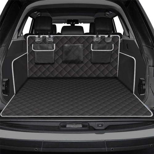 OKYUK Tapis de coffre de voiture pour chiens, housse de siège imperméable pour animal domestique, ajustement universel, SUV, camion, berline, très résistant avec protection latérale