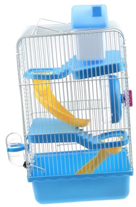 CIYODO Luxuriöser Dreilagiger Hamsterkäfig für Kleine Haustiere Tragbares für Chinchillas und Hamster Hellblau Robust Langlebig mit Mehreren für Spaß