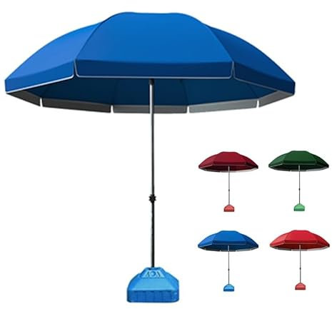 GSKFXJ Rund Balkonsonnenschirm, UV Schutz Gartenschirm 2.2m-3.2m Höhenverstellbar Tischschirm Für Markt, Strand Sonnenschirm Mit 8 Stabilen Streben(Blue,2.8m/9.2ft)