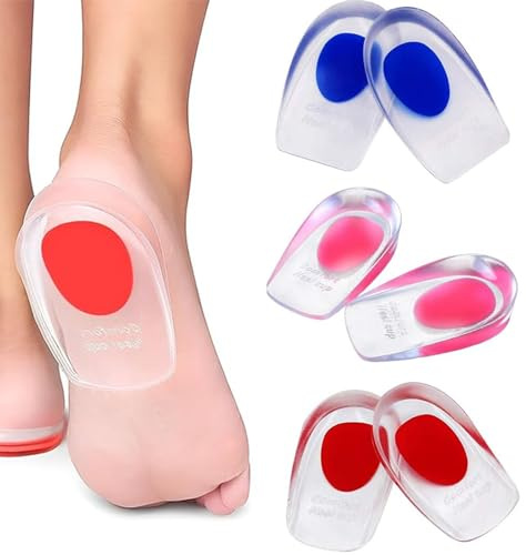 3 Pairs Silicone Gel Heel Cups Heel Spur Plantar Fasciitis Achilles Pain（L）