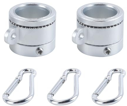 Durlo Pack Of 2 Aluminium Flagpole Rings with Carabiner Clip - 360 Degree Rotatable 1.4” Adjustable Diameter