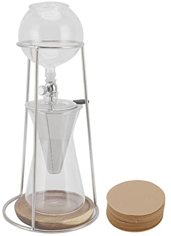 HOSEONFN Macchina per caffè con torre antigoccia, Per la domestica del bar, Vetro borosilicato riutilizzabile, Caffettiera ghiacciata, Grande capacità 600 ml, di produzione di