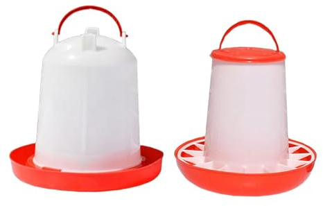 LeeQinersw Hühnerfutterspender Set Automatischer Wasserspender für Hühner mit Langlebigem PP Material Und Komfortabler Reinigung für Landwirte Hinterhof Kooperat, 25x23cm 25x26cm