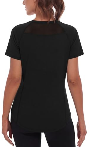 Wayleb Sport Shirts für Damen UPF 50+ Kurzarm Sportshirt Mesh Rücken Top | UPF 50+ Schutz, Leichtes Stretchgefühl, Weicher Griff, Luftiges Tragegefühl, Laufen, Yoga, Outdoor