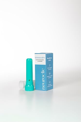 Neuroclic - Stresscalm, Inhalador de Aceites Esenciales para Control del Estrés y Ansiedad, Mezcla de Bergamota, Boswelia, Lavanda, Manzanilla, Naranja Amarga, Rosa Damascena, Amyris, Ylang Ylang