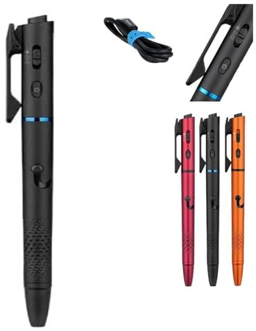 Multifunctional Pen Light with 120 Lumens, 4-in-1 Rechargeable LED Flashlight Pen with White Red Green Light, USB-C Charging, Aluminum Pocket Tool for Office & Outdoor Use (C)