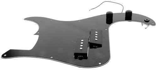 OFFSCH Golpeador Precableado Pb 3 Capas 11 Orificios para Tornillos Color Negro para Guitarra Eléctrica, Kit de Pastilla Cargada Película Protectora para Accesorios de Color Aleatorio