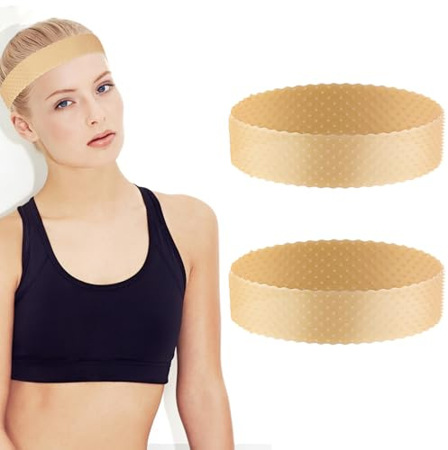 2 Pcs Silicone Wig Grip Band No Slip Wig Grip Headband Elastic Sweat-Proof and Fixed Wigs Fixed Non-Slip Wigs Bands for Men and Women Gripper Holder for Sports Yoga, Skin Color