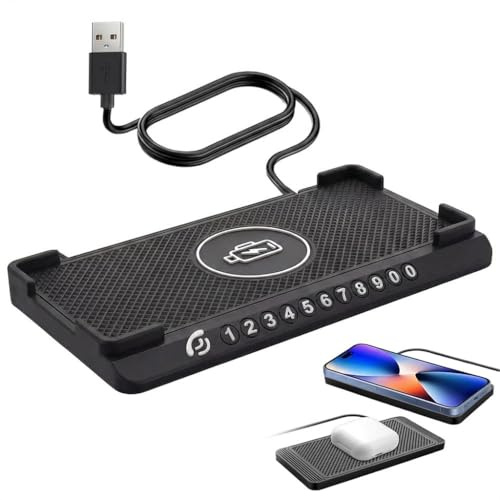 15W Chargeur Induction Voiture,Tapis de Charge sans Fil, USB C 1.5M