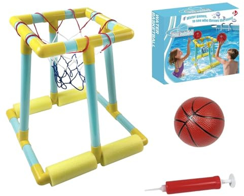 Set De Canasta De Baloncesto para Piscina, Juego Hinchable Des Baloncesto Acuático con Pelotas Y Bomba, Acuático Piscina Verano para Niños Y Adultos