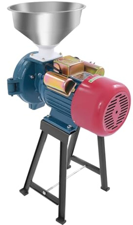 Molinillo eléctrico de cereales de 2200 W con embudo, molinillo de harina de 60 malla, molinillo de secado para maíz, trigo, café, especias