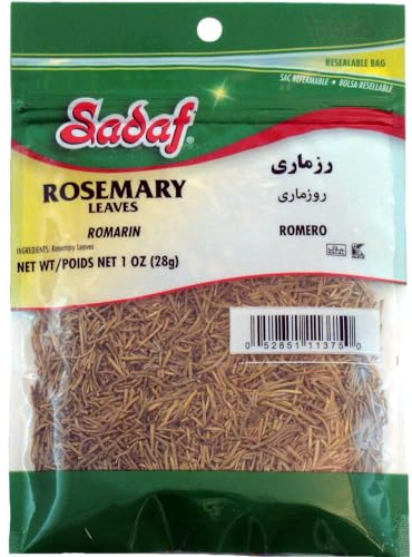 Sadaf Rosemary Leaves - Dried Rosemary Leaves for Cooking and Food Flavoring - Romero - Halal - Kosher - 1 Oz Resealable Bag