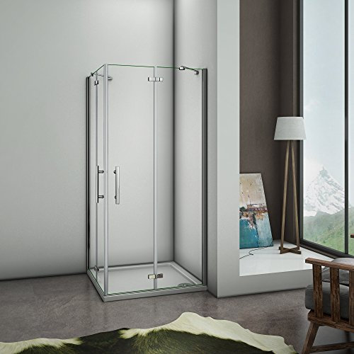 195 cm Box Doccia Doppie Porte Apertura Battente In Vetro 6 mm Temperato Anticalcare Trasparente con Barre Stabilizzatrici Misura 100x80 cm