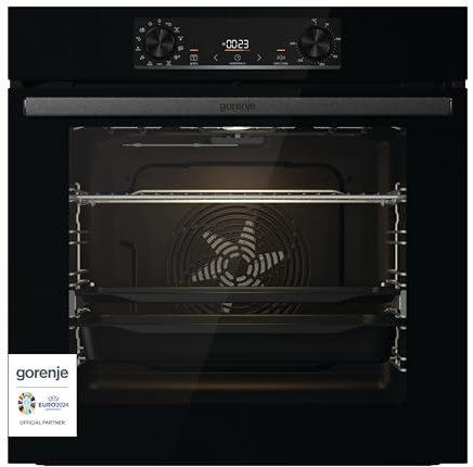 Gorenje 738415 OptiBake BOS 6737 E13BG Einbau-Backofen / 77L / Heißluft/ExtraSteam/GentleClose & Open/Bratenthermometer/AirFry/Pizzamode 300°C/PerfectGrill/ChildLook/Teleskopauszüge/schwarz