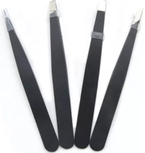 50x Augenbrauen Pinzetten 4er Set Schwarz Präzisions-Pinzettenset aus Edelstahl Augenbrauenzupfen Gesichtshaarentfernung für Männer und Frauen (50x Set)