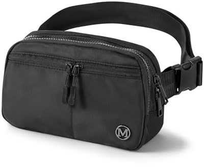 mokzer Bauchtasche 2L Hüfttasche für Männer & Frauen - Stylische Gürteltasche mit verstellbarem Gürtel - wasserdichte Gürteltasche zum Laufen Radfahren Reisen, Schwarz