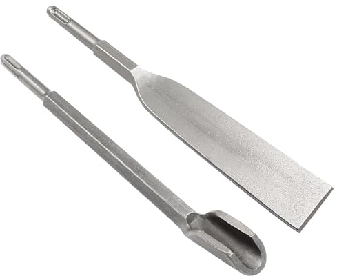 LDEXIN SDS Plus Tile Chisel Set 1.57 Inch Wide Flat Tile and Grooving Chisel 2pc Masonry Concrete Drill Bit Set for Concrete Masonry Stone, 10 Inch (250mm) Long