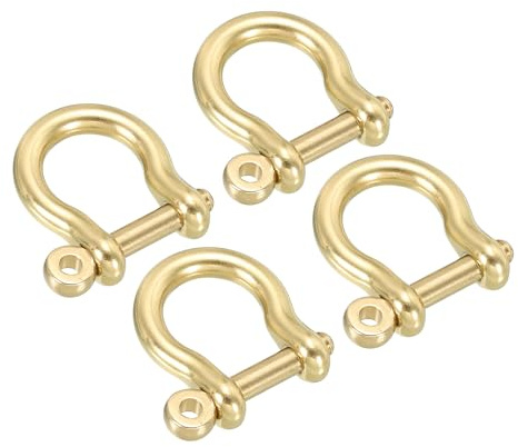 PATIKIL Lot De 4 Manilles en D Largeur Intérieure De 9Mm | Petits crochet En Forme U Pour Travaux Manuels En Cuir De Remplacement, Avec Goupille En Laiton, Pour Les Porte-Clés