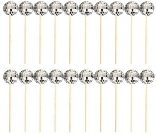 Decorazioni per Torte con Palla da Discoteca,20 Pezzi Decorazioni per Torte con Palla Disco Ball Cake Toppers per compleanno Disco tema 70s Accessori per feste