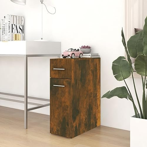 Rantry Mobile Farmacia Rovere Fumo 20x45,5x60 cm in Legno Multistrato, Armadio Ripostiglio Ripiani per Armadio Interno Armadietto da Esterno Mobili da Esterno,Armadio Portascope