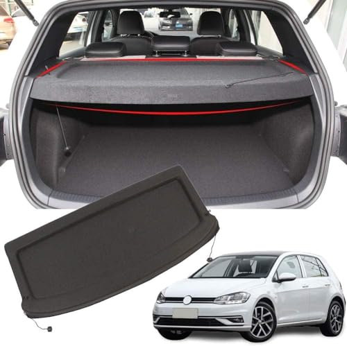 JZWJNFYY Auto Versenkbare Kofferraum-Ablage für VW Golf 7 2015-2019,Hintere Kofferraum Hutablage,Ladungsabdeckung Kofferraum Gepäckträger Zubehör