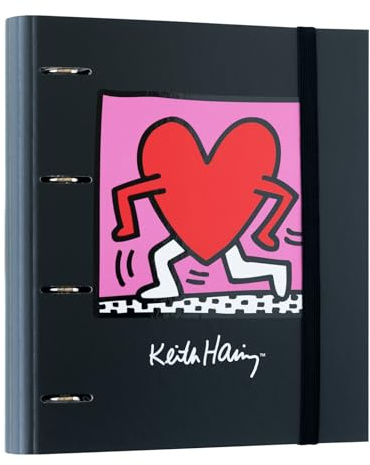 Grupo Erik Ringordner A4 Schmal 4 Ringe - Ordner Keith Haring Fanartikel Aktenordner 4 Ringe - Ordner Schmal - Ringbuch Aktenordner A4 Büro Zubehör Schul Zubehör