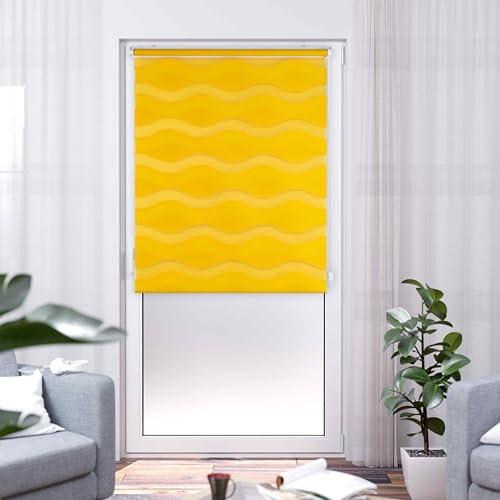 K-Home Klemmfix Doppelrollo Welle ohne Bohren - Gelb 55 cm x 150 cm (B x L)