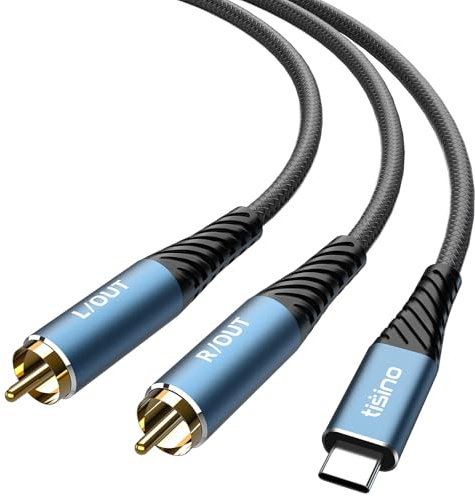 Tisino USB-C auf Cinch Audio Kabel, Typ C auf 2 RCA Audio Y-Splitter, 1m | USB-C-auf-2-Cinch-Kabel für Laptop, Smartphone, Tablet an Heimkino, Verstärker, Lautsprecher oder Mischpult, HiFi Stereo