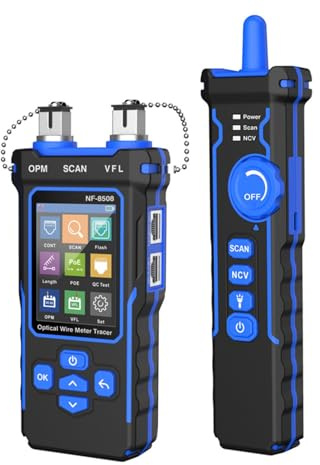 Jadeshay Netzwerkkabeltester mit Optischem Leistungsmesser Ethernet Kabeltester, RJ45/RJ11 Port Tester, VFL PoE QC Test Kabelprüfer NCV Längentest, Wire Mapping für CAT5/CAT6 Kabel