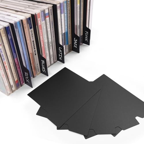 MayRecords CD/DVD-Trennblätter, schwarz, doppelseitig, 12,7 x 14,9 cm, Kunststoff-Aktenführer für CDs, Bücherregale, Vinyl und Medien, 10 Stück