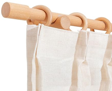 Bastone per tenda in legno, 280 cm, stile romano, montaggio laterale, per finestre, colore legno naturale, asta singola (120 cm), design resistente ed elegante, 1 pezzo