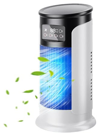 Tragbare Klimaanlage Mit Verdunstungskühlung – Leiser Ventilator Mit Timer, 300ml Wasser Tank, USB-C Anschluss, Geeignet Für Schlafzimmer, Auto, Camping, Outdoor