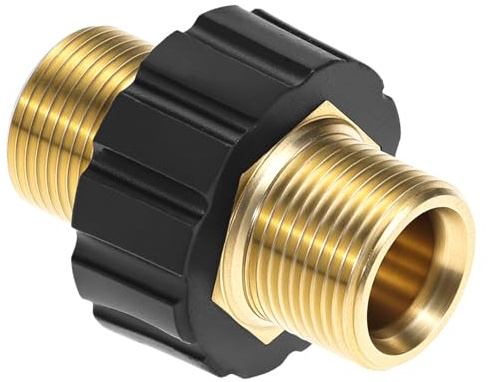 QWORK® Connettore rapido M22 x 1.5, adattatore per idropulitrice a doppio nipplo, compatibile con le serie Kärcher K, HD e HDs