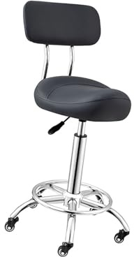 Ergonomisk sadelpall med ryggstöd, rullstol för hållningskorrigering, justerbar höjd för kontor butik spa salong