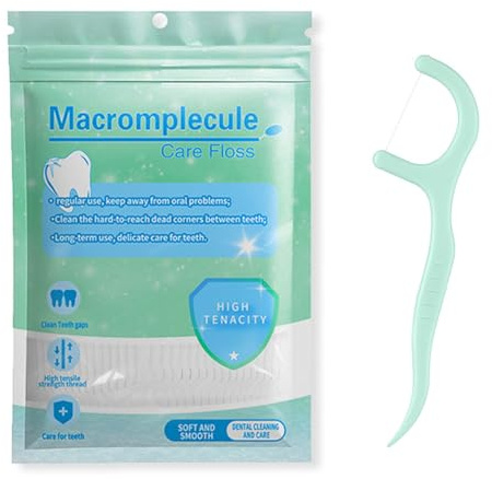 Fil Dentaires à la Menthe Porte,300 PCS Fil Dentaire avec Manche Cure-Dents Plastique et Porte-Fil Lot de Bâtonnets pour Hygiène Bucco-Dentaire Nettoyage Interdentaire Facile