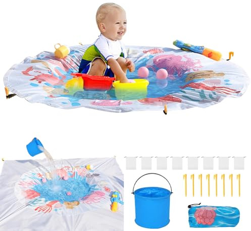 Nzkeuf Strandpool für Kleinkinder, 140cm 4.6 FT Baby Pool für Strand, Toddler Beach Pool, Mit Tragebeutel Faltbares Tragbare Strandpool Kinder Für Reise Urlaub Picknick Garten Strandmuschel
