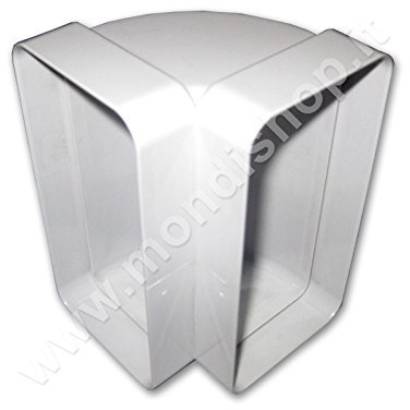 Curva 220x90 Per Aerazione Canalizzata Cappa Cucina Di Tipo Verticale per Tubo Rettangolare in Pvc Colore Bianco