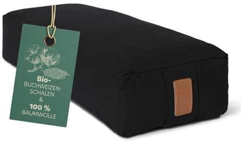 #DoYourYoga Yogabolster »Paravati« mit Bio-Buchweizenschalen (KBA), waschbarer Bezug, 67cm x 13cm, Meditationskissen/Sitzkissen/Zafukissen für Yin Yoga - schwarz