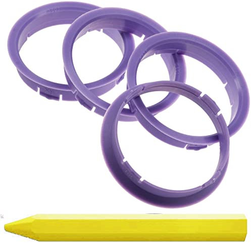 RKC 4X Anneaux de centrage 63,3 mm x 60,1 mm Violet + 1x Crayon de Cire en Vert Made in Germany