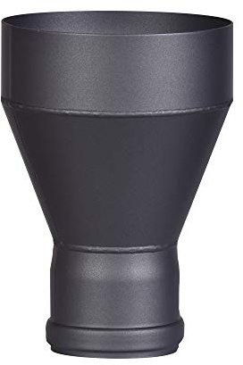 FIREFIX Raccord de transition R150/Ü10 (extension) pour tuyaux de fumée de 2 mm d'épaisseur, laqué noir, de 80 mm à raccord mural de 150 mm